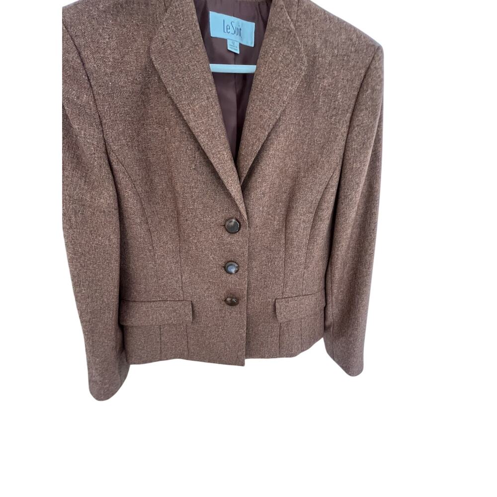 Le Suit Womens Blazer Jacket 12 Siena Brown 3 Button Short Equestrian Career Vtg